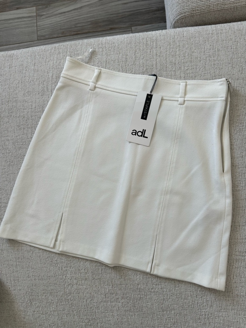 Aje Cream Mini Skirt with Front Panel Detailing
